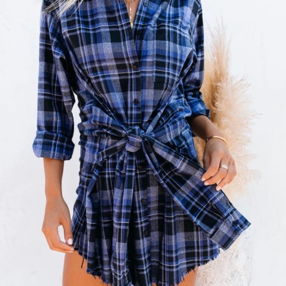 Vici plaid shirt dress